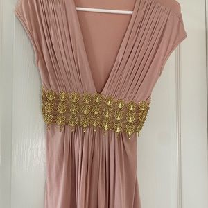 Sky brand rose pink low V top gold jeweled waist